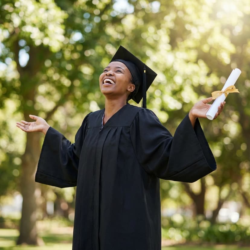 Successful graduate celebrating